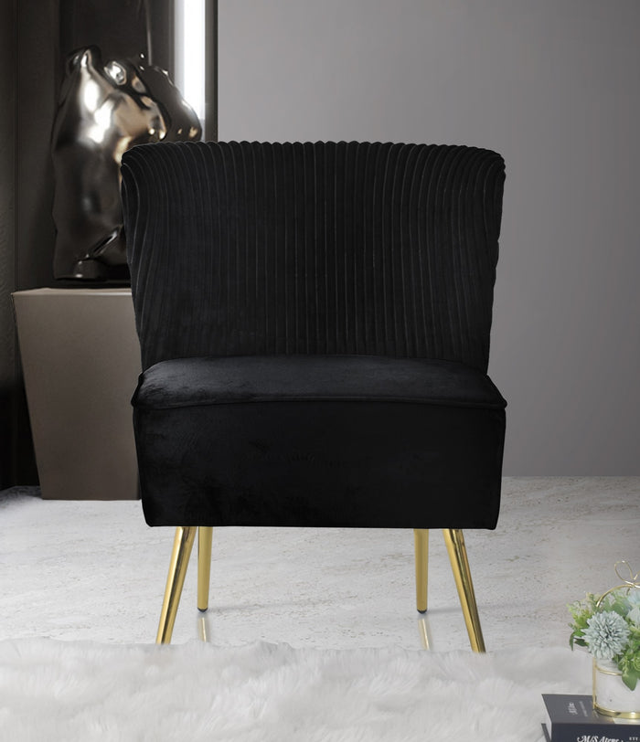 Hestie Velvet 3 Piece Living Set, Black