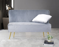 Hestie Velvet 3 Piece Living Set, Gray