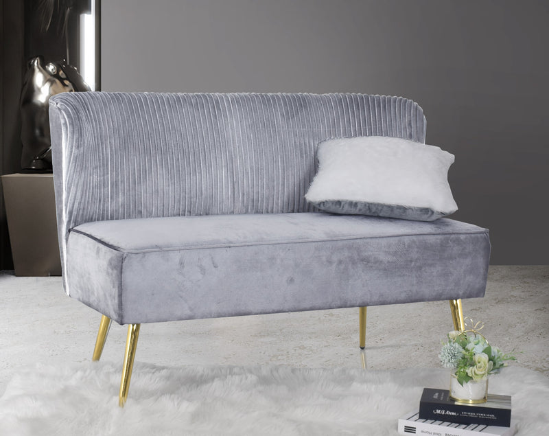 Hestie Velvet 3 Piece Living Set, Gray