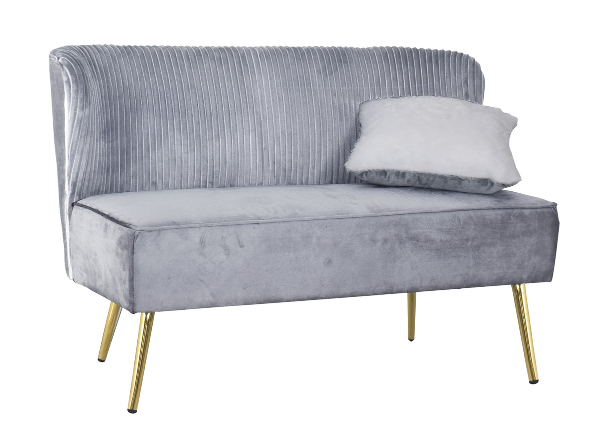 Hestie Velvet 3 Piece Living Set, Gray