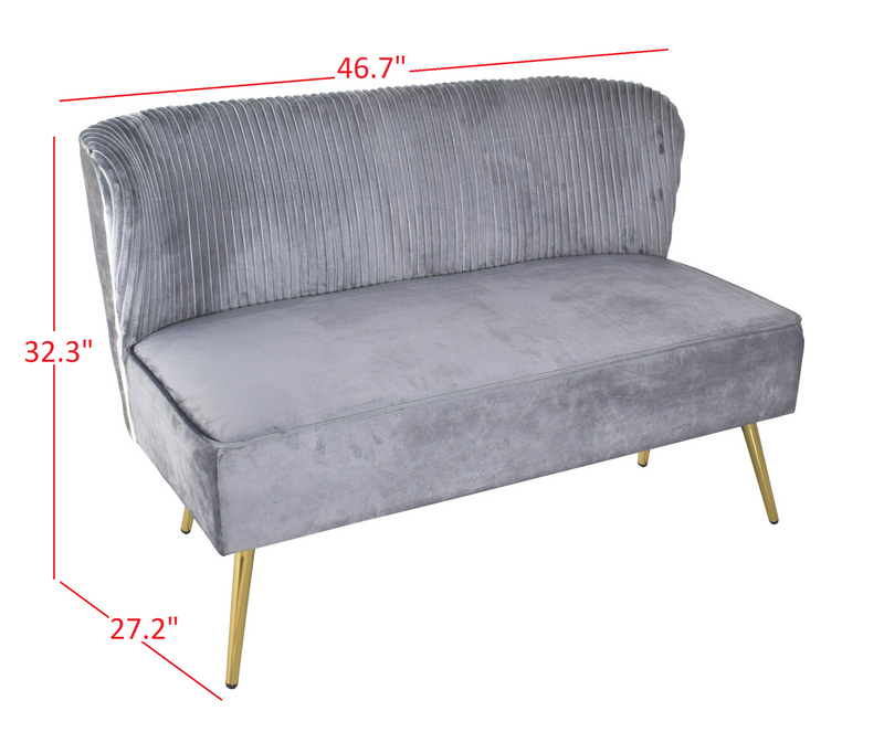Hestie Velvet 3 Piece Living Set, Gray