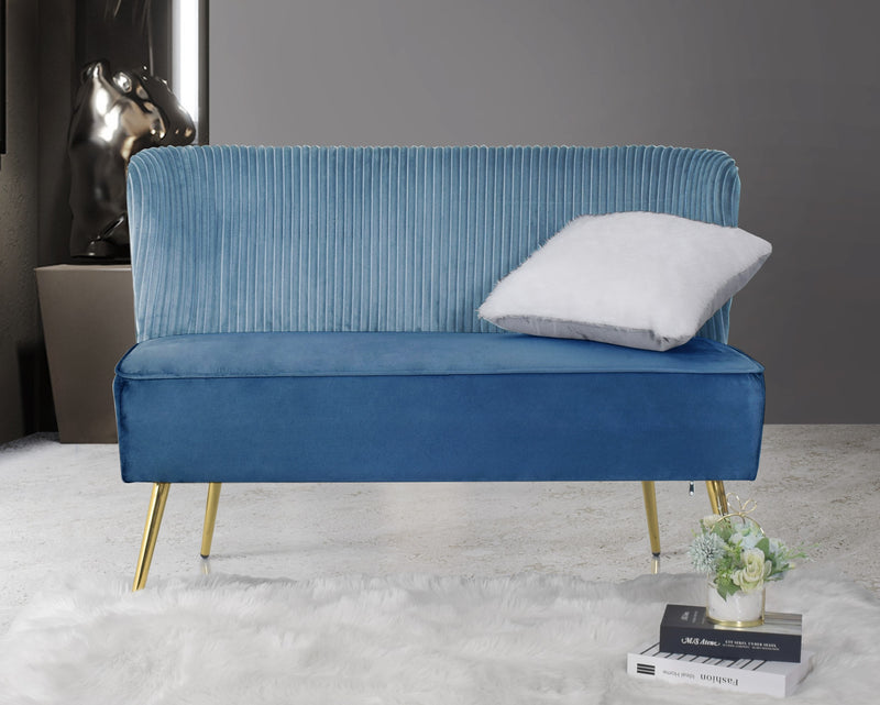 Hestie Velvet 3 Piece Living Set, Blue