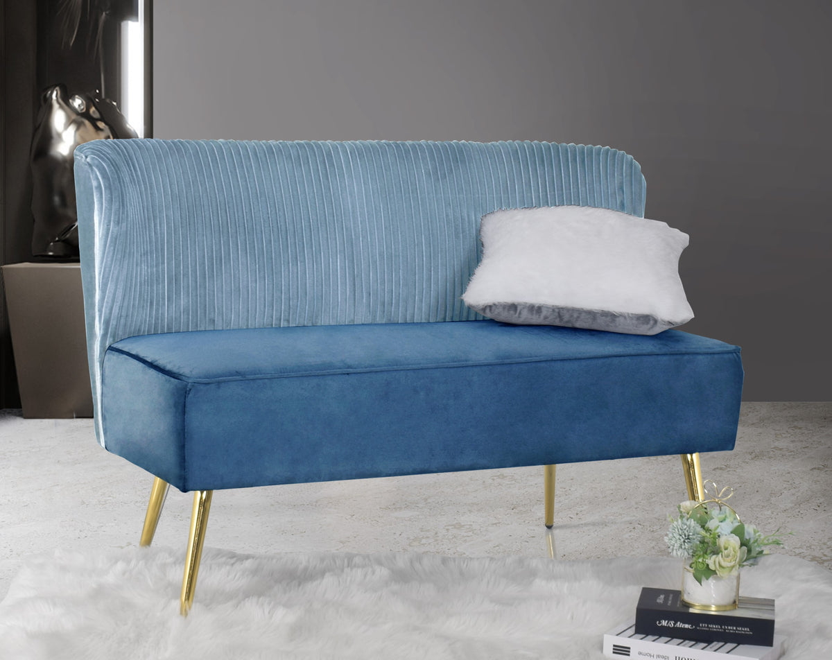 Hestie Velvet 3 Piece Living Set, Blue