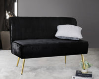 Hestie Velvet 3 Piece Living Set, Black