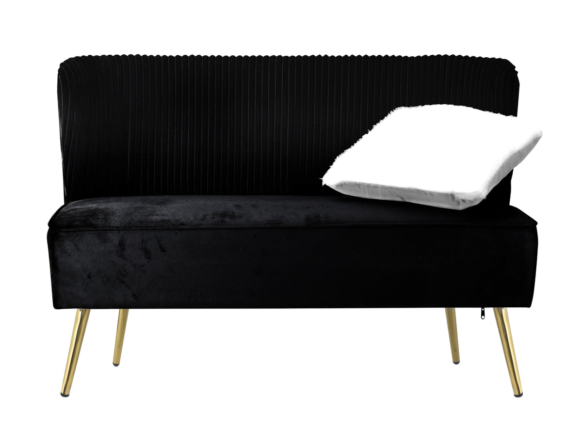 Hestie Velvet 3 Piece Living Set, Black