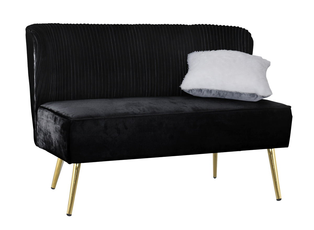Hestie Velvet 3 Piece Living Set, Black