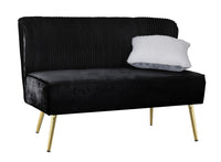 Hestie Velvet 3 Piece Living Set, Black