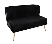 Hestie Velvet 3 Piece Living Set, Black