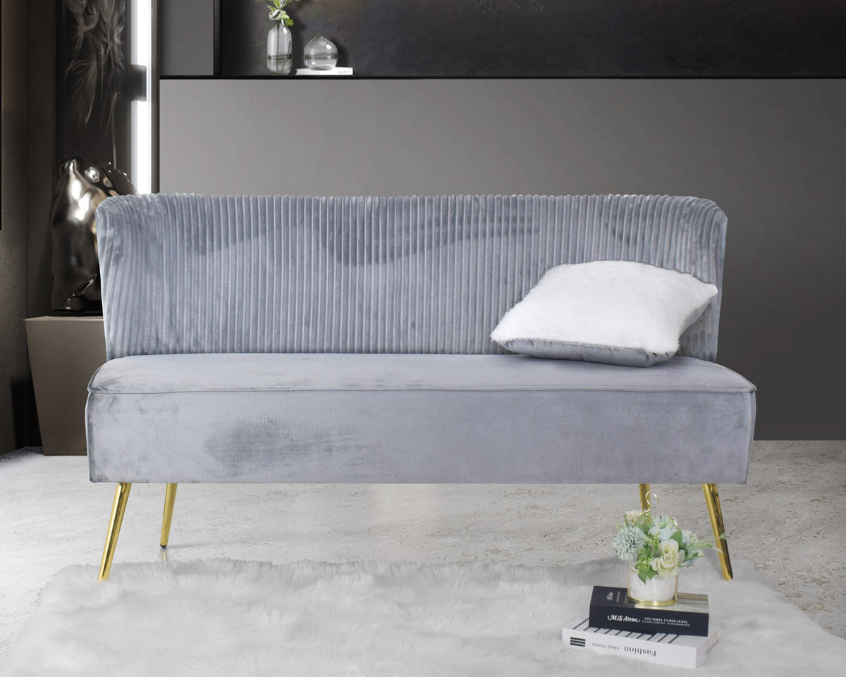 Hestie Velvet 3 Piece Living Set, Gray