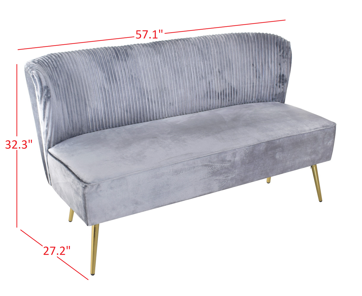Hestie Velvet 3 Piece Living Set, Gray