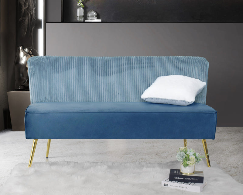 Hestie Velvet 3 Piece Living Set, Blue