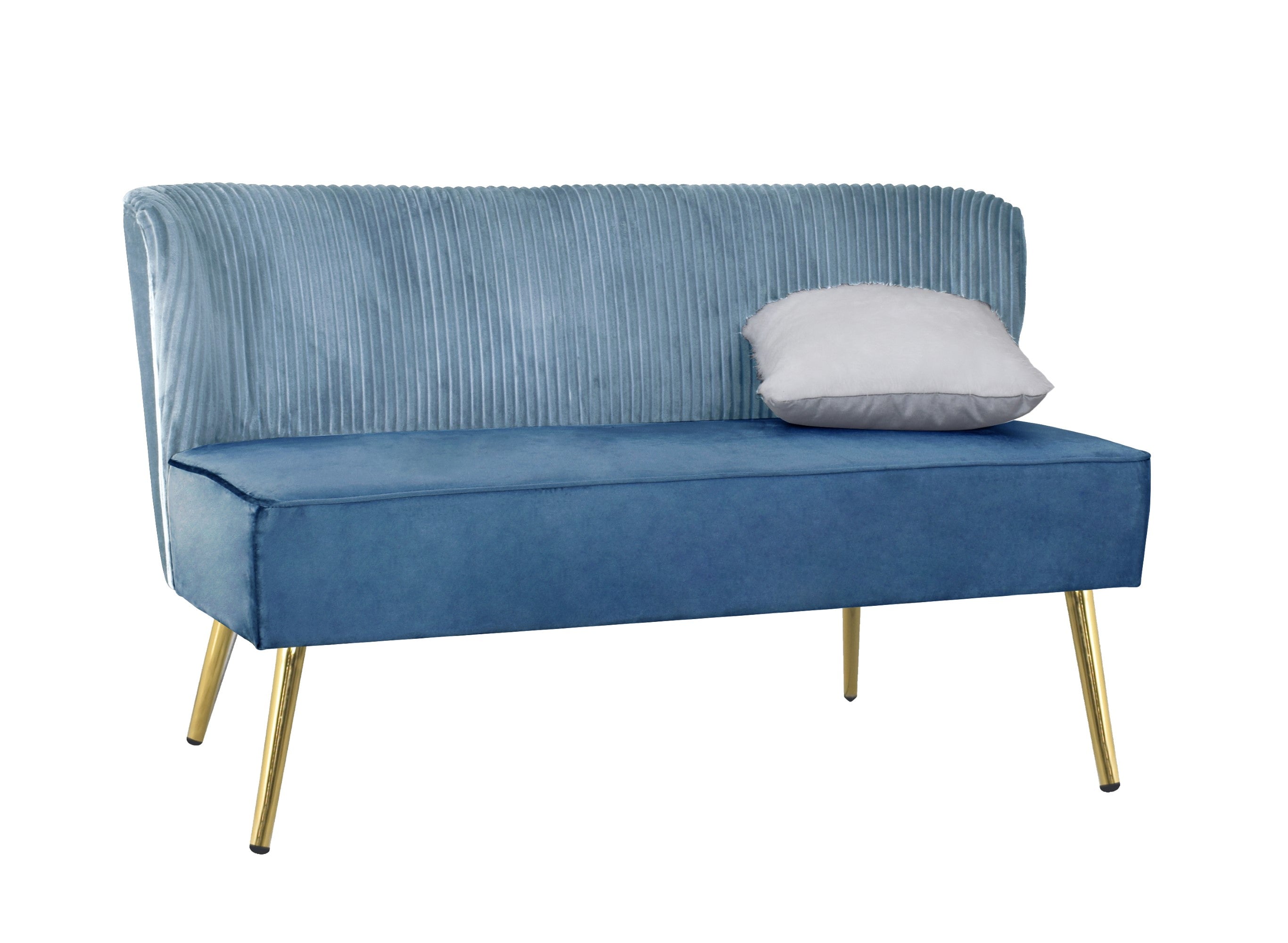 Hestie Velvet Sofa with Curved Backrest and Gold Metal Legs