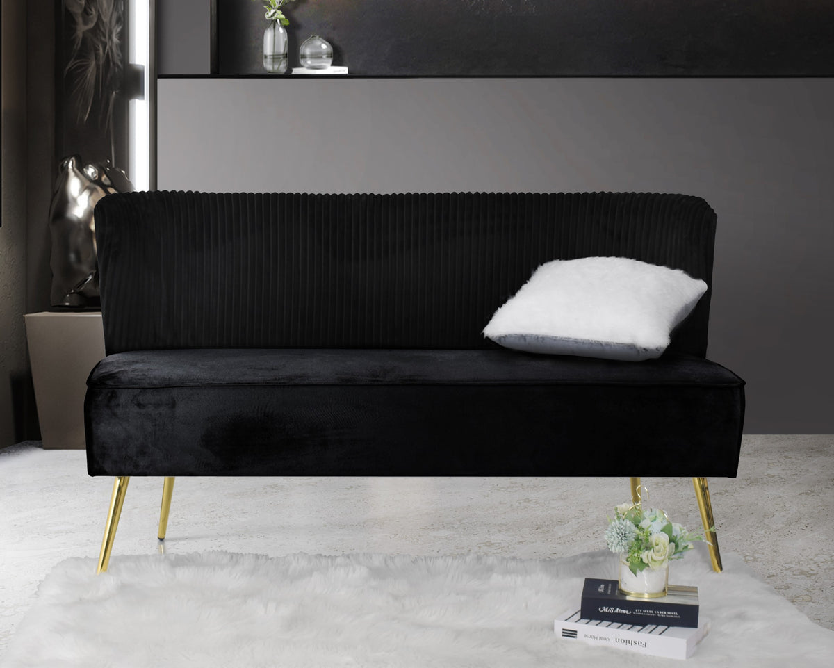 Hestie Velvet 3 Piece Living Set, Black
