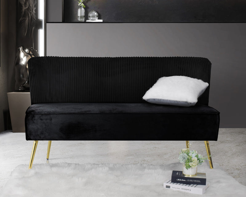 Hestie Velvet 3 Piece Living Set, Black