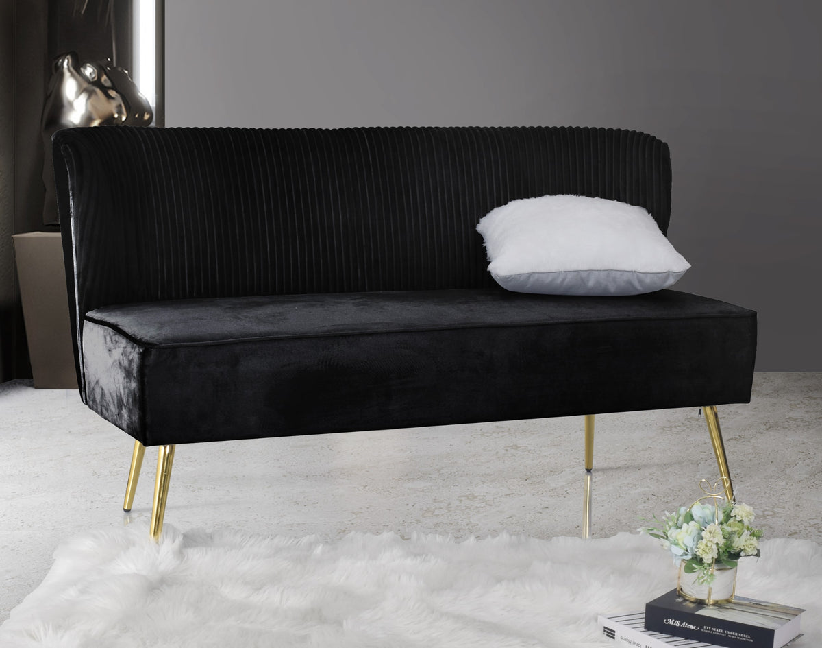 Hestie Velvet 3 Piece Living Set, Black