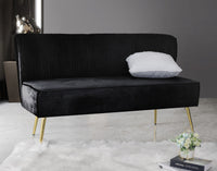 Hestie Velvet 3 Piece Living Set, Black