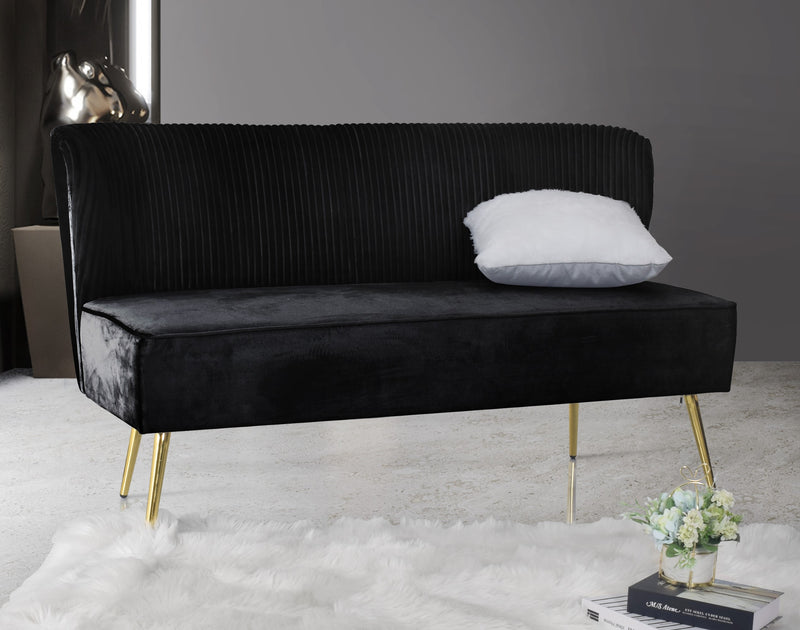 Hestie Velvet 3 Piece Living Set, Black