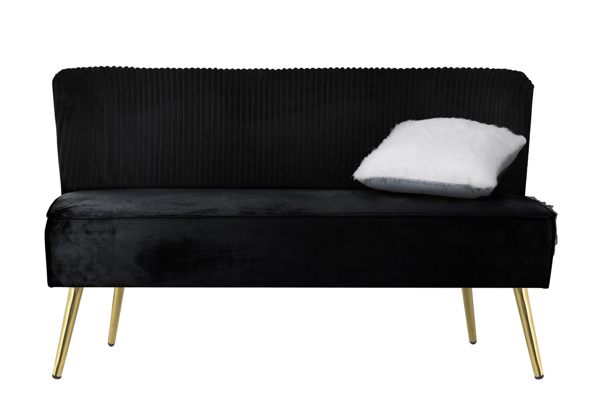 Hestie Velvet 3 Piece Living Set, Black