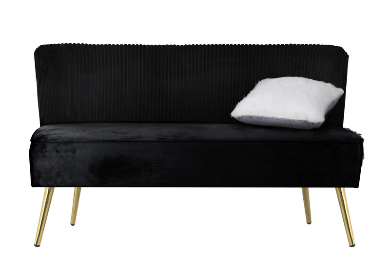 Hestie Velvet 3 Piece Living Set, Black