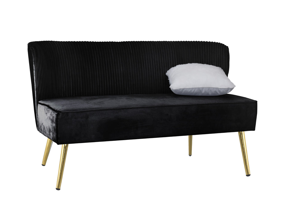 Hestie Velvet 3 Piece Living Set, Black
