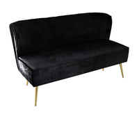 Hestie Velvet 3 Piece Living Set, Black