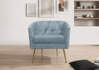 Cassy Velvet Flared Arm 4-Piece Living Room Set with Armchair, Ottoman, Loveseat, and Storage Coffee Table, Blue