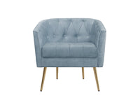 Cassy Velvet Flared Arm 4-Piece Living Room Set with Armchair, Ottoman, Loveseat, and Storage Coffee Table, Blue