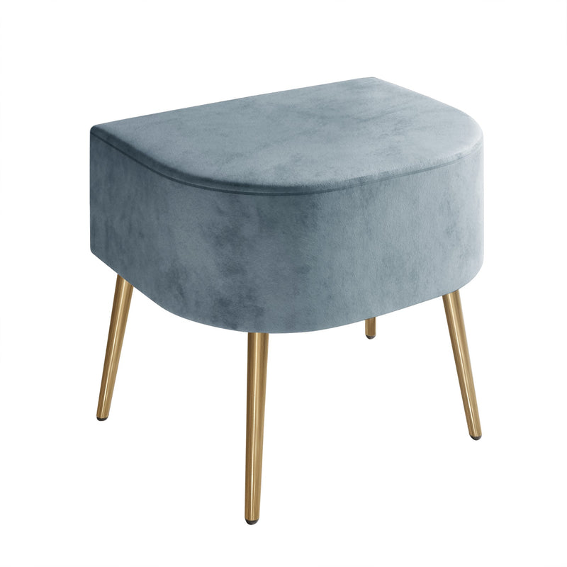 Cassy Velvet Flared Arm 4-Piece Living Room Set with Armchair, Ottoman, Loveseat, and Storage Coffee Table, Blue