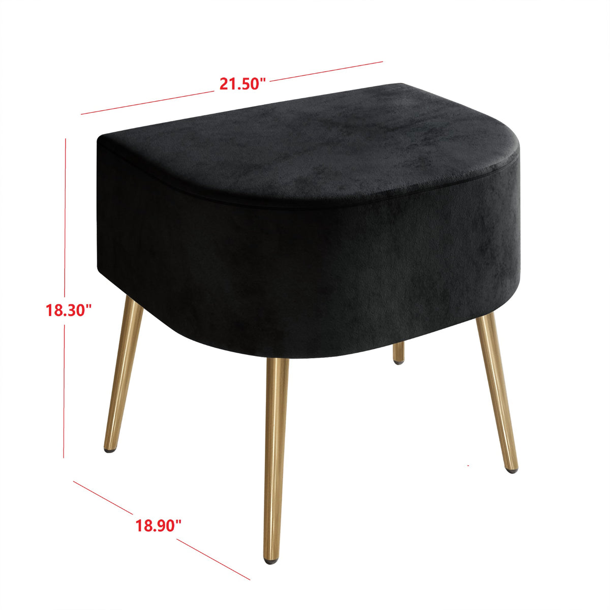 Cassy Velvet Flared Arm 4-Piece Living Room Set with Armchair, Ottoman, Loveseat, and Storage Coffee Table, Black