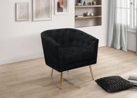 Cassy Velvet Flared Arm 4-Piece Living Room Set with Armchair, Ottoman, Loveseat, and Storage Coffee Table, Black