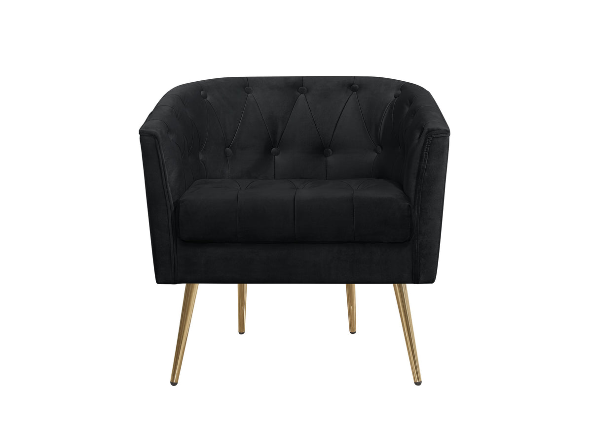 Cassy Velvet Flared Arm 4-Piece Living Room Set with Armchair, Ottoman, Loveseat, and Storage Coffee Table, Black