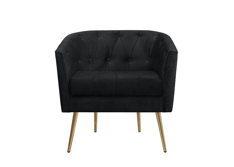 Cassy Velvet Flared Arm 4-Piece Living Room Set with Armchair, Ottoman, Loveseat, and Storage Coffee Table, Black