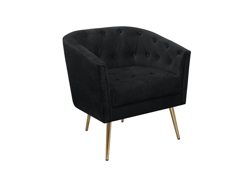 Cassy Velvet Flared Arm 4-Piece Living Room Set with Armchair, Ottoman, Loveseat, and Storage Coffee Table, Black
