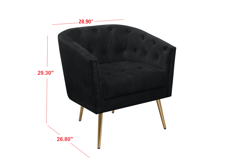 Cassy Velvet Flared Arm 4-Piece Living Room Set with Armchair, Ottoman, Loveseat, and Storage Coffee Table, Black
