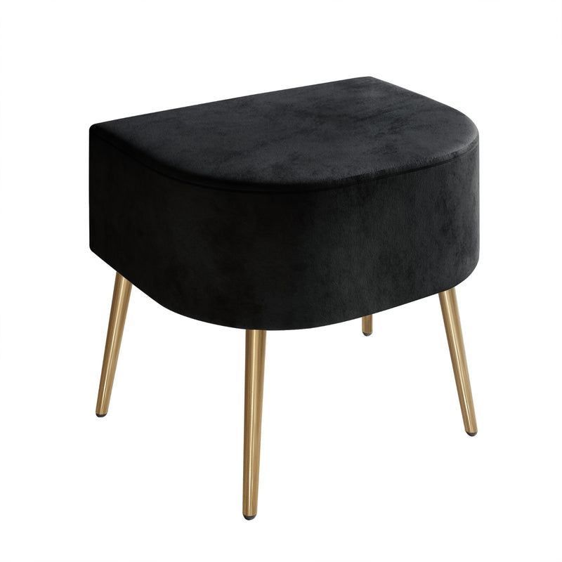 Cassy Velvet Flared Arm 4-Piece Living Room Set with Armchair, Ottoman, Loveseat, and Storage Coffee Table, Black