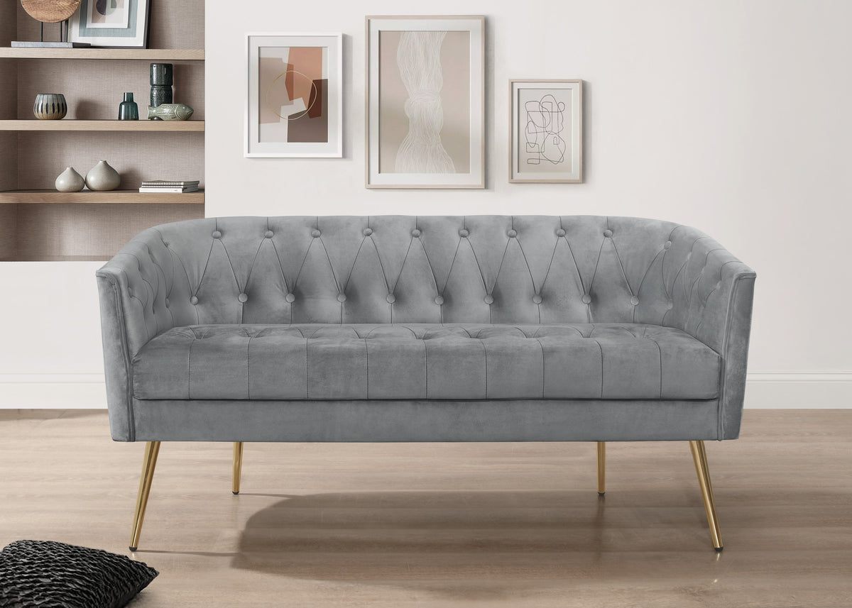 Cassy Velvet Flared Arm 4-Piece Living Room Set with Armchair, Ottoman, Loveseat, and Storage Coffee Table, Gray