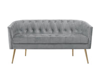 Cassy Velvet Flared Arm 4-Piece Living Room Set with Armchair, Ottoman, Loveseat, and Storage Coffee Table, Gray
