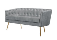 Cassy Velvet Flared Arm 4-Piece Living Room Set with Armchair, Ottoman, Loveseat, and Storage Coffee Table, Gray