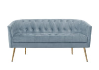 Cassy Velvet Flared Arm 4-Piece Living Room Set with Armchair, Ottoman, Loveseat, and Storage Coffee Table, Blue