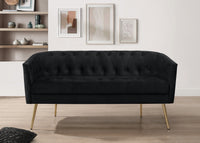 Cassy Velvet Flared Arm 4-Piece Living Room Set with Armchair, Ottoman, Loveseat, and Storage Coffee Table, Black
