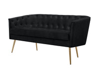 Cassy Velvet Flared Arm 4-Piece Living Room Set with Armchair, Ottoman, Loveseat, and Storage Coffee Table, Black