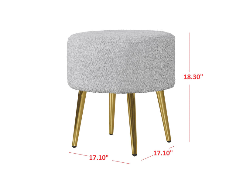 Home Design Molly 4-Piece Boucle Fabric Armchair with Ottoman, Loveseat with 4 Throw Pillows, and Coffee Table Living Room Furniture Set, Gray