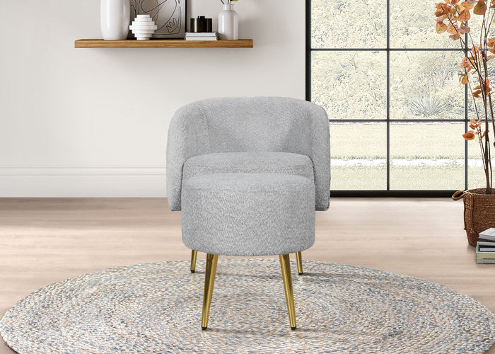 Home Design Molly Boucle Fabric Arm Chair with Ottoman, Living Room