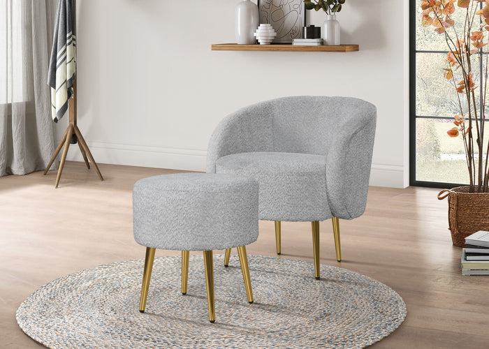 Home Design Molly Boucle Fabric Arm Chair with Ottoman, Living Room