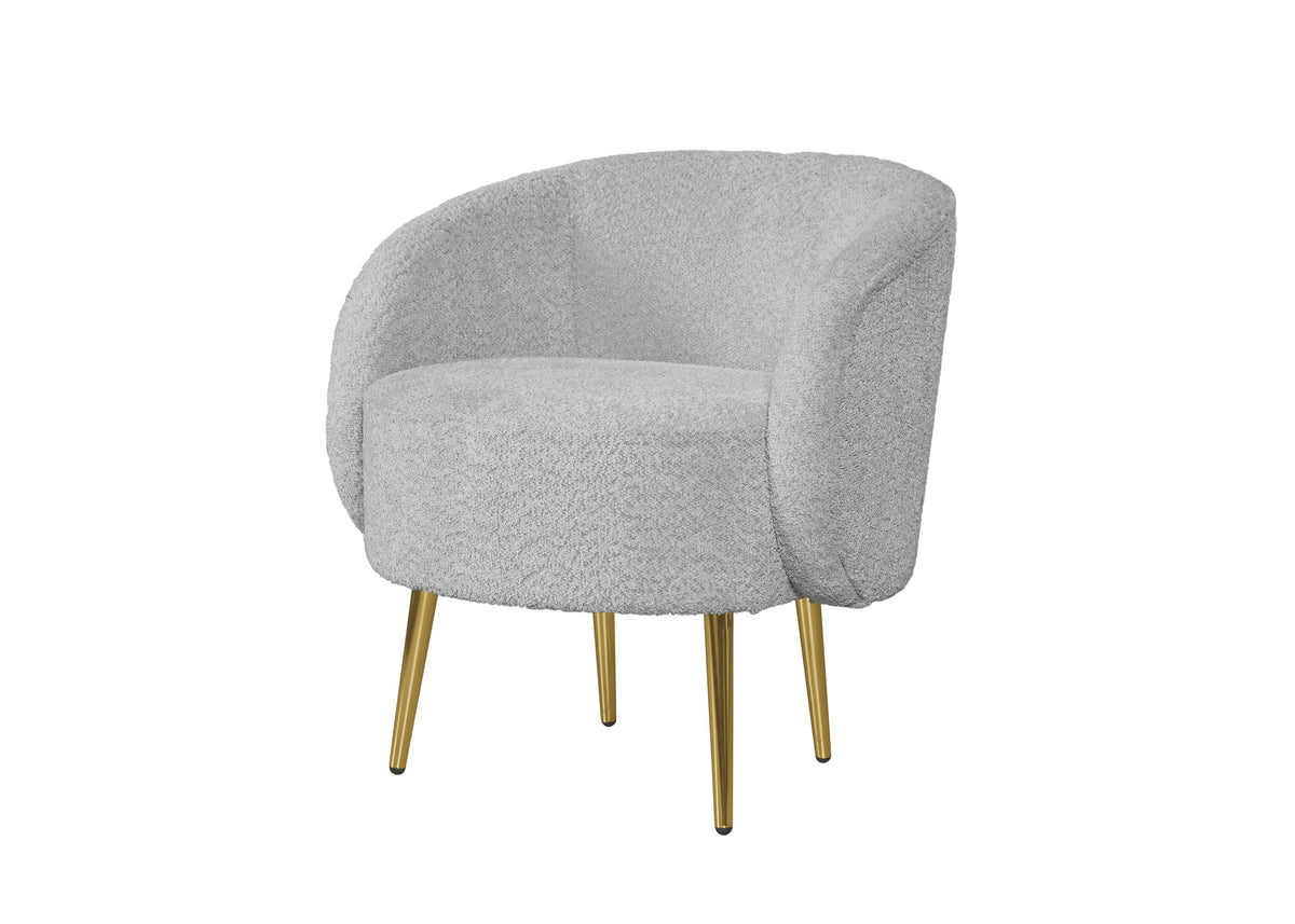 Home Design Molly 4-Piece Boucle Fabric Armchair with Ottoman, Loveseat with 4 Throw Pillows, and Coffee Table Living Room Furniture Set, Gray