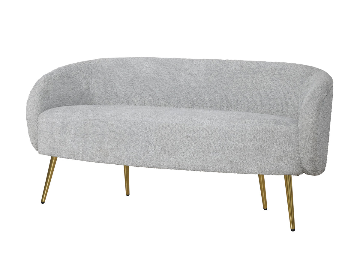 Home Design Molly Boucle Fabric Loveseat with 4 Throw Pillow and Coffee Table, Living Room, Gray