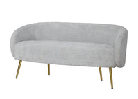 Home Design Molly 4-Piece Boucle Fabric Armchair with Ottoman, Loveseat with 4 Throw Pillows, and Coffee Table Living Room Furniture Set, Gray
