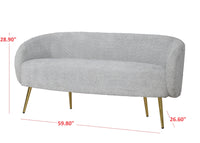 Home Design Molly Boucle Fabric Loveseat with 4 Throw Pillow and Coffee Table, Living Room, Gray