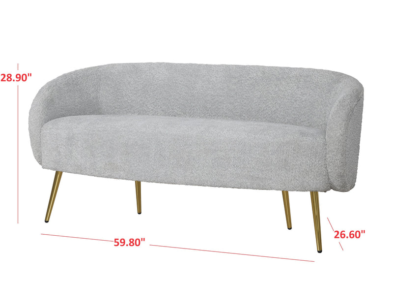 Home Design Molly Boucle Fabric Loveseat with 4 Throw Pillow and Coffee Table, Living Room, Gray