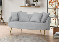 Home Design Molly 4-Piece Boucle Fabric Armchair with Ottoman, Loveseat with 4 Throw Pillows, and Coffee Table Living Room Furniture Set, Gray